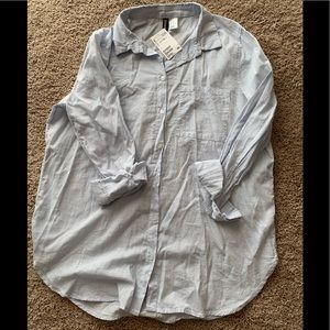 Light blue linen button down.